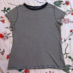 Universal Thread Dark Gray Striped Crew Neck Top